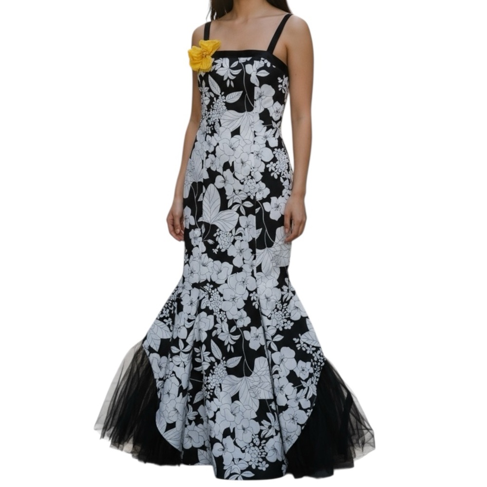 Vintage Gunne Sax‎ Floor Length Floral Dress Mermaid Fit Whimsygoth Event Gown